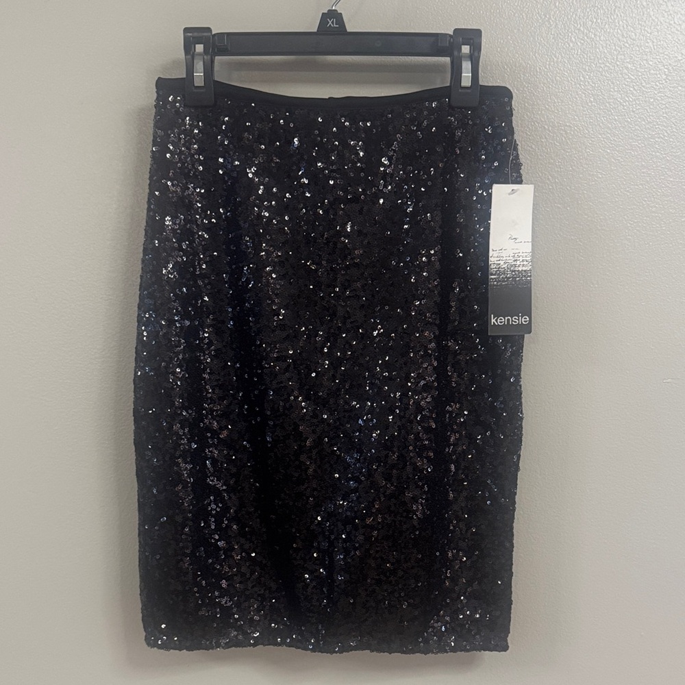 Kensie Black Sequin Pencil Skirt